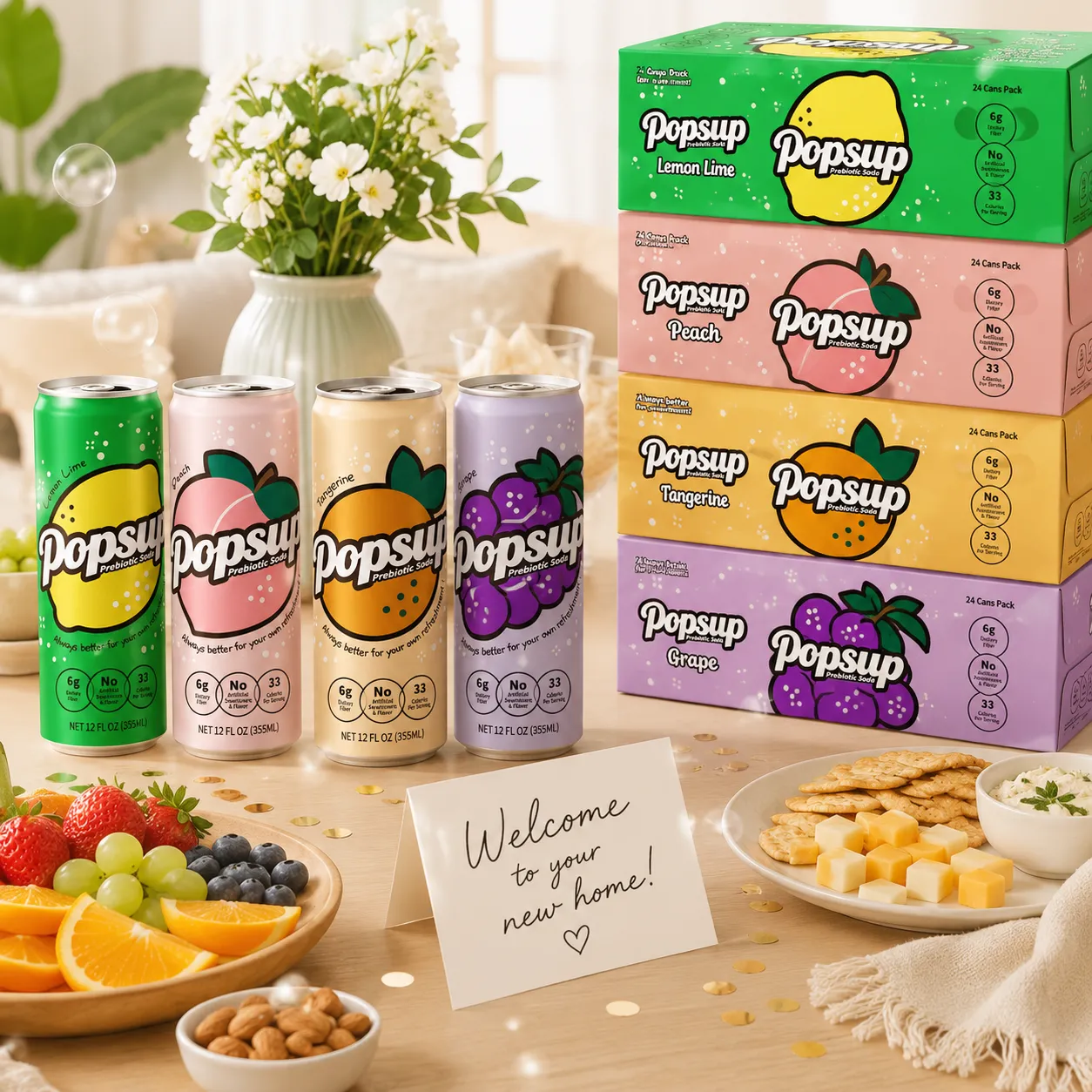 POPSUP brand art: campaigns with fruit, fizz, bubbles, and playful soda graphics