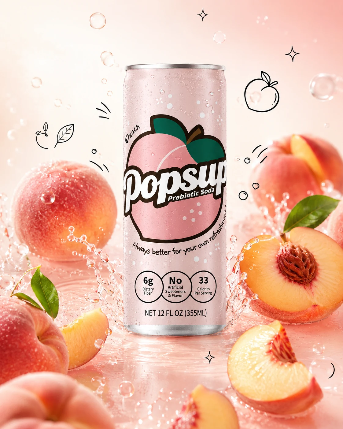 POPSUP Peach can front product image